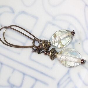 artisan earrings 487#mfs NEW boho Letter in a bottle glass antique earrings crys